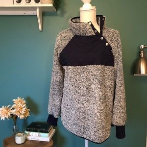 Navy and White Sherpa Pullover